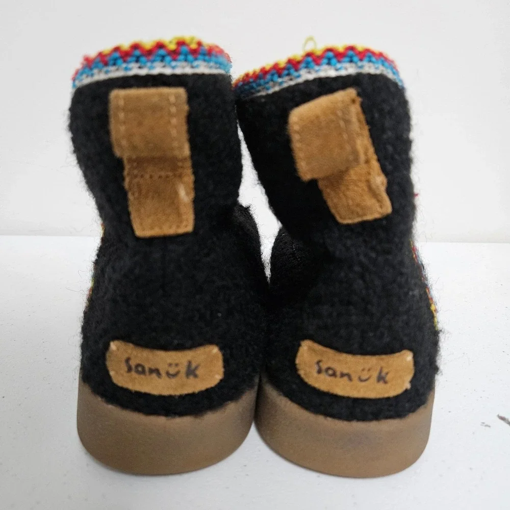 Sanuk Chiba Chill Bootie Slippers Women 9.5 Black Faux Shearling Trim Cozy Cabin - Picture 4 of 8